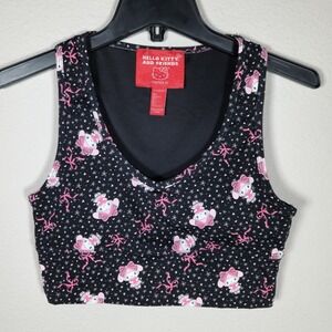 Hello Kitty and Friends My Melody Black Pink Bows Crop Top Leggings Athletic Set